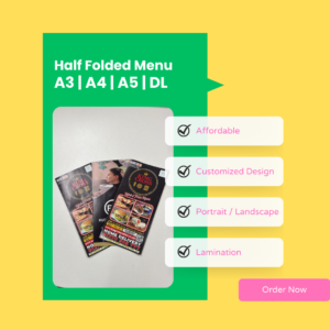 Half Folded Menu - 150gsm Silk